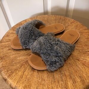 Ugg Joni Shearling Criss Cross Slides EUC 8